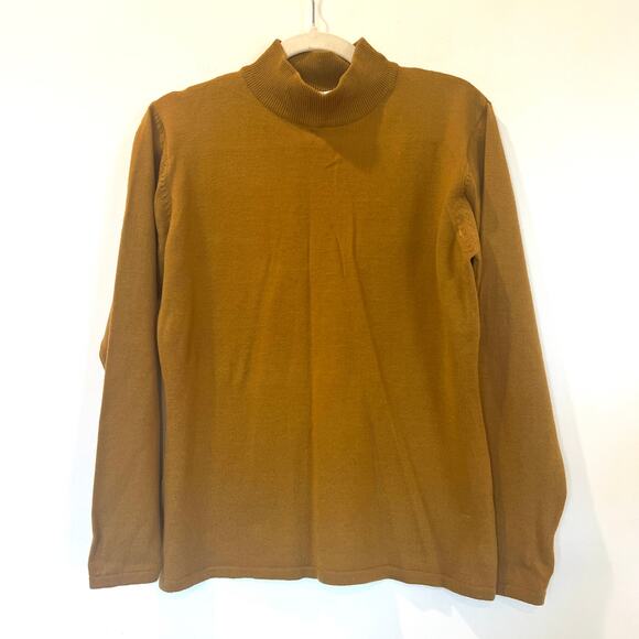 Vtg JH Collectibles 100% merino wool Mockneck turtleneck sweater gold brown - Picture 1 of 8